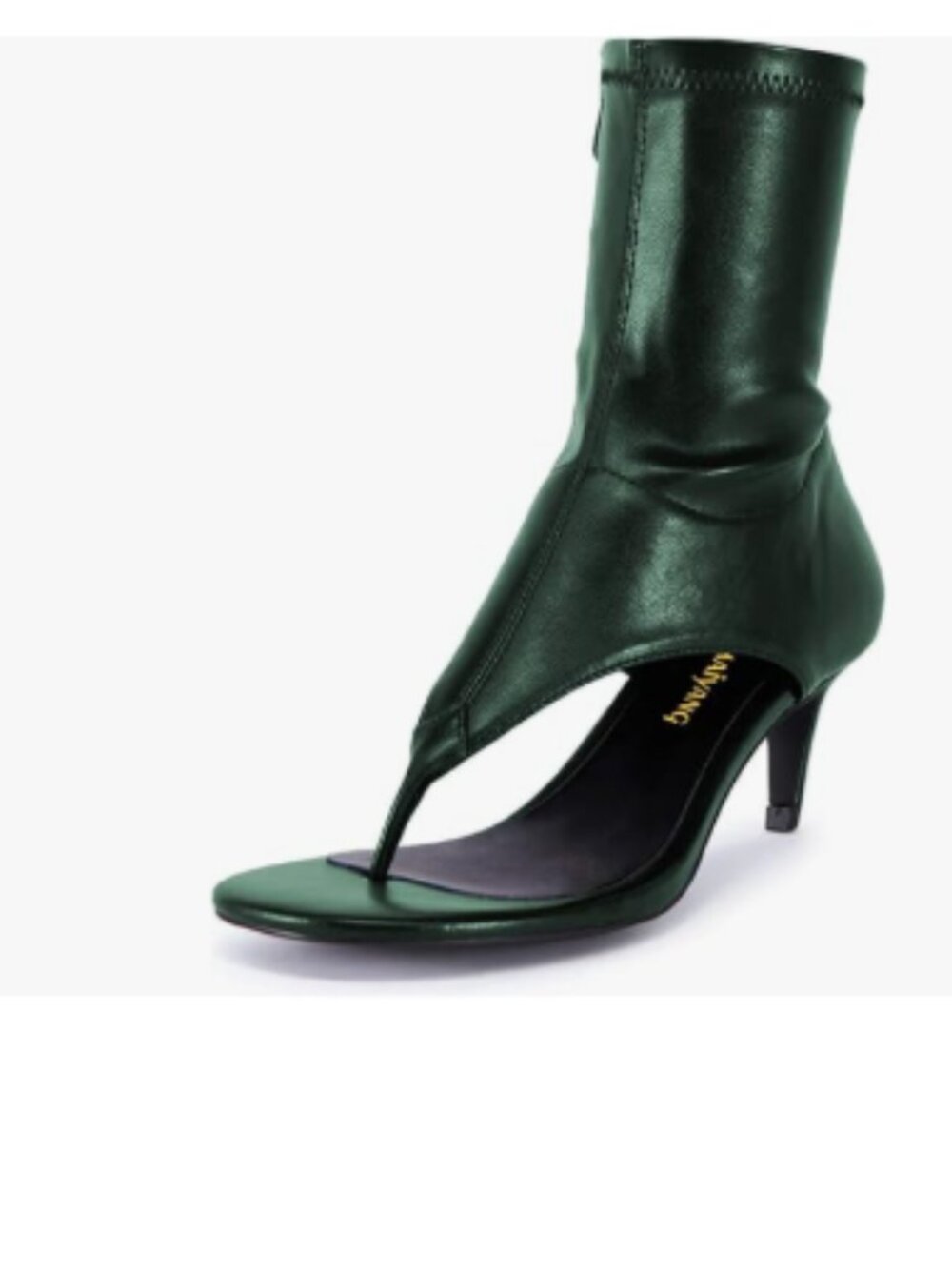 Maiyang Green Open Split Toe Sandal Boots Ankle High Zip up Kitten Low Heel Shoe